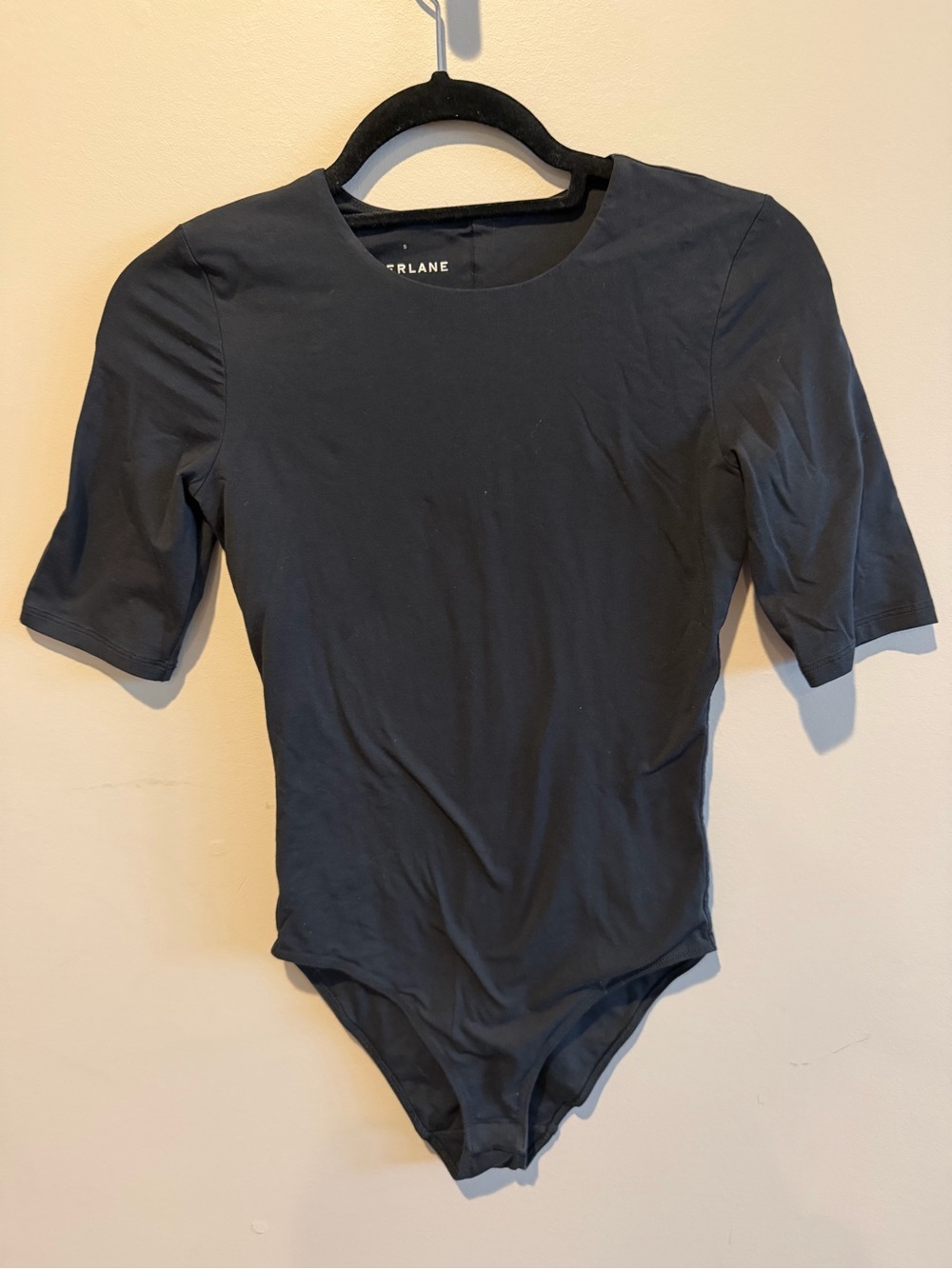 Everlane The Short-Sleeve Crew Neck Bodysuit | Black Supima Cotton | Size Small